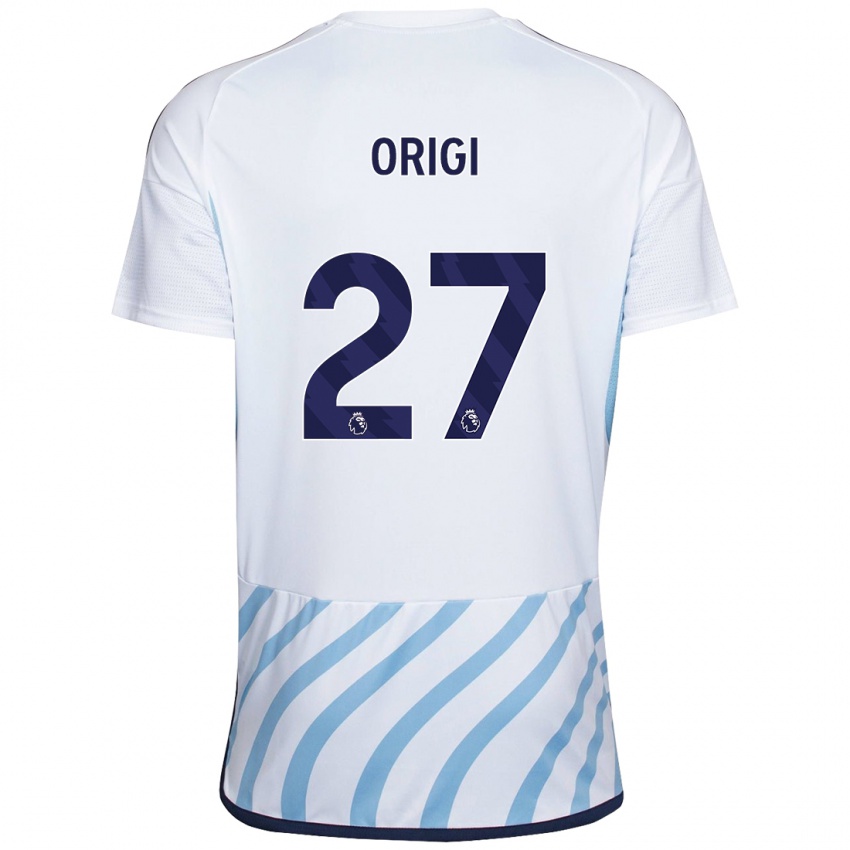 Hombre Camiseta Divock Origi #27 Blanco Azul 2ª Equipación 2023/24 La Camisa Chile
