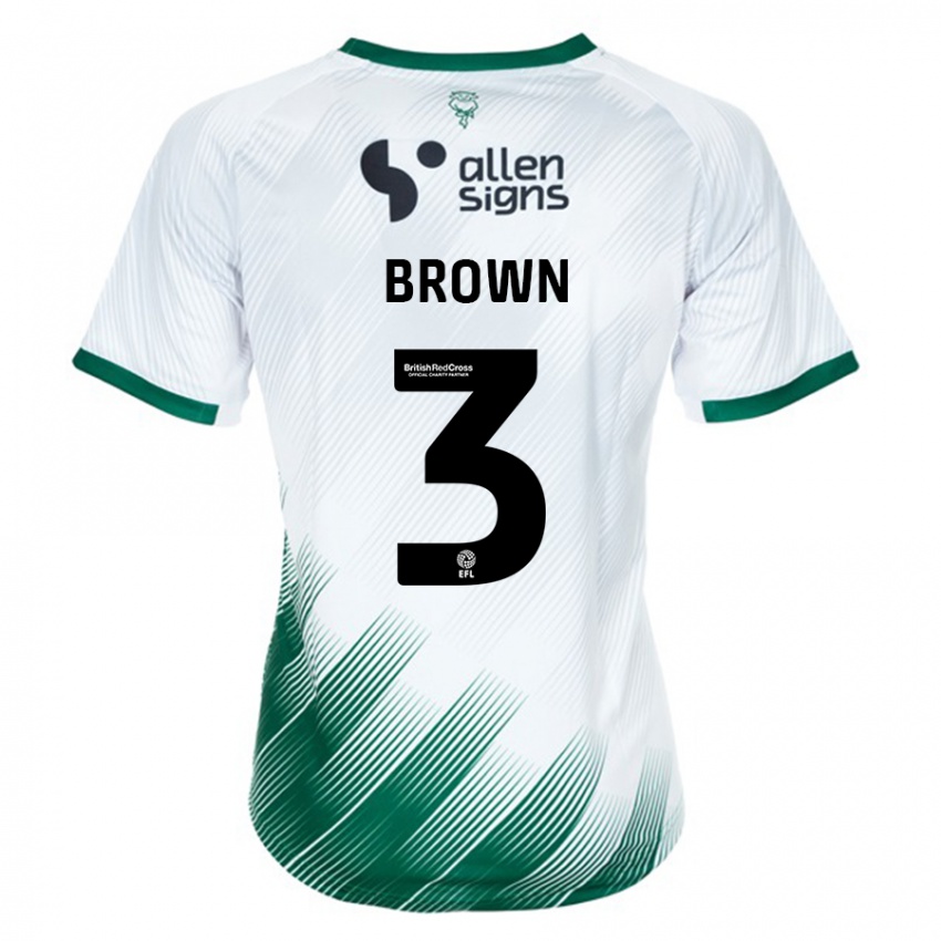 Hombre Camiseta Jaden Brown #3 Blanco 2ª Equipación 2023/24 La Camisa Chile