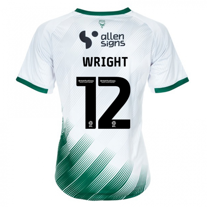 Hombre Camiseta Jordan Wright #12 Blanco 2ª Equipación 2023/24 La Camisa Chile