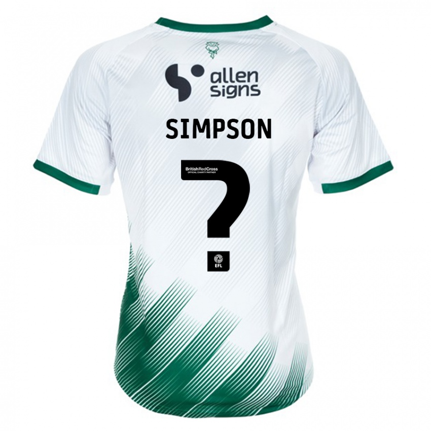 Hombre Camiseta John Simpson #0 Blanco 2ª Equipación 2023/24 La Camisa Chile