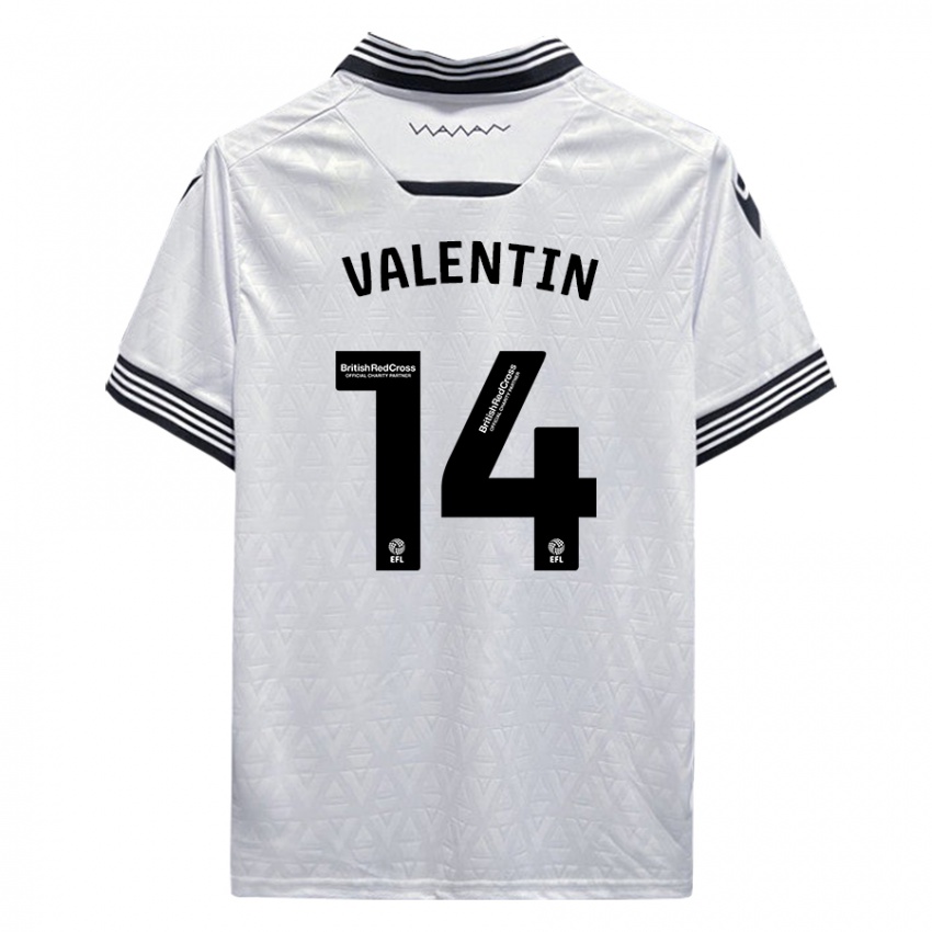 Hombre Camiseta Pol Valentín #14 Blanco 2ª Equipación 2023/24 La Camisa Chile