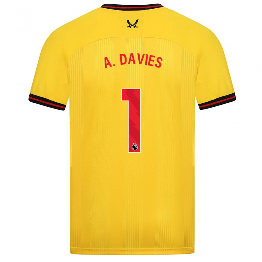 Hombre Camiseta Adam Davies #1 Amarillo 2ª Equipación 2023/24 La Camisa Chile