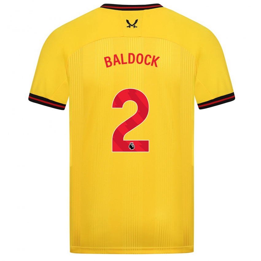 Hombre Camiseta George Baldock #2 Amarillo 2ª Equipación 2023/24 La Camisa Chile