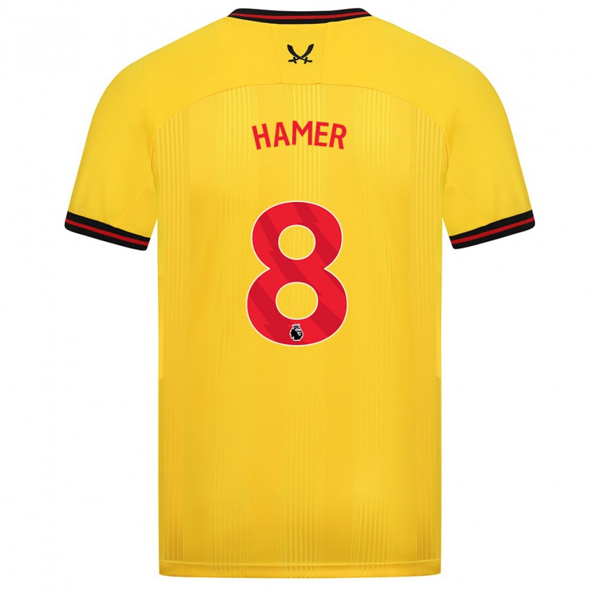 Hombre Camiseta Gustavo Hamer #8 Amarillo 2ª Equipación 2023/24 La Camisa Chile