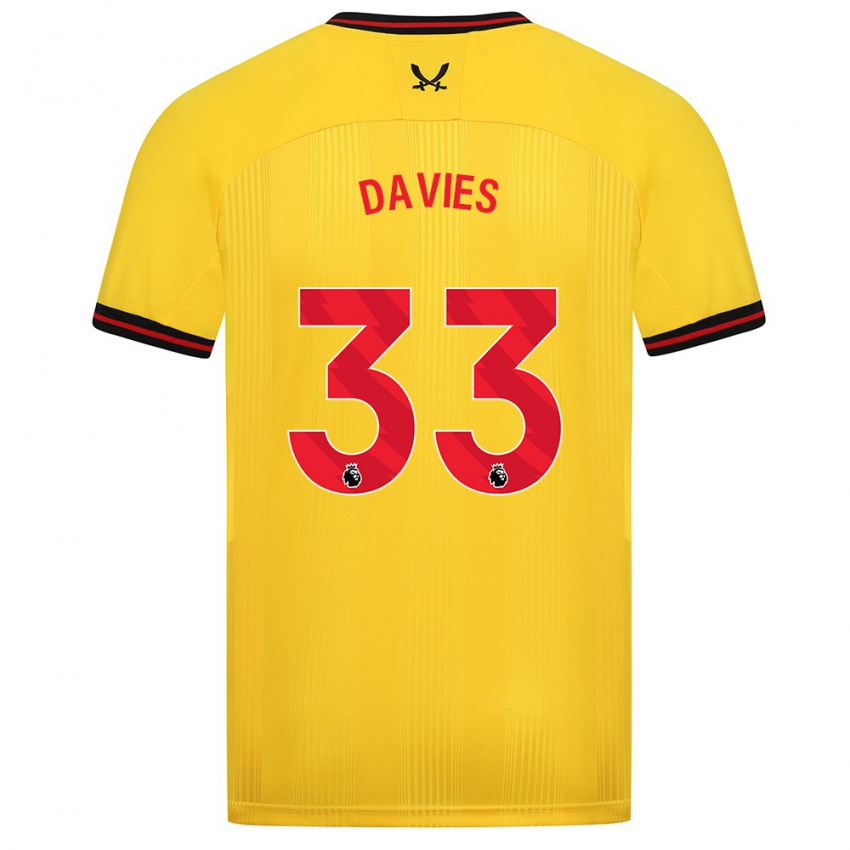 Hombre Camiseta Bethan Davies #33 Amarillo 2ª Equipación 2023/24 La Camisa Chile