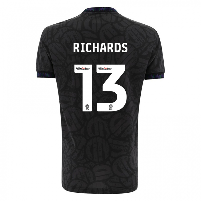 Hombre Camiseta Harvey Wiles-Richards #13 Negro 2ª Equipación 2023/24 La Camisa Chile