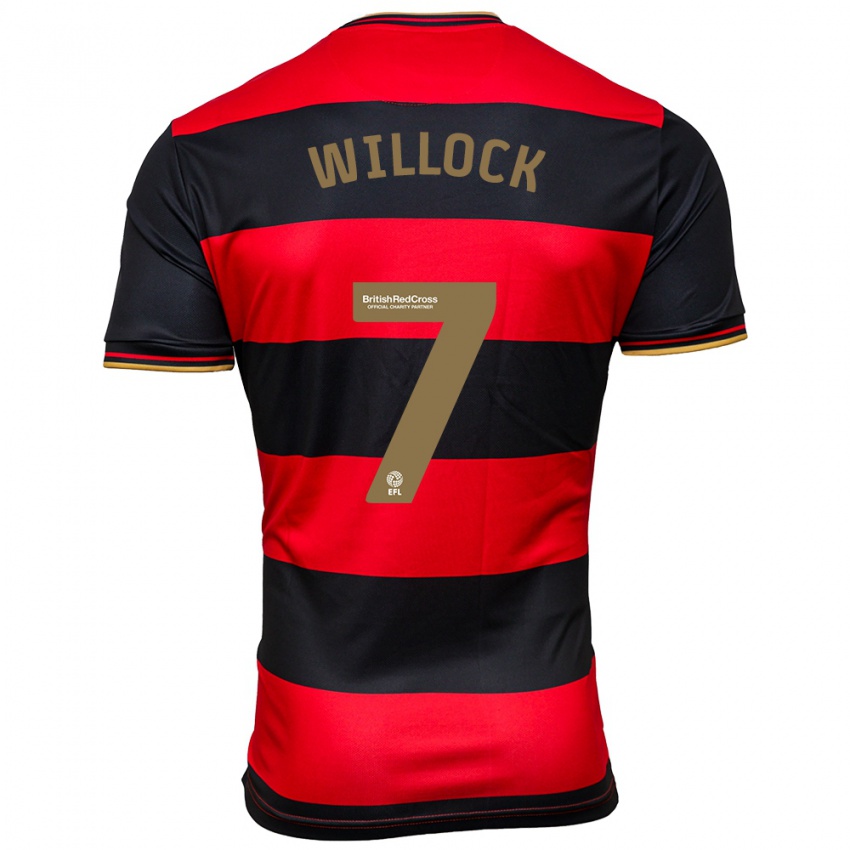 Hombre Camiseta Chris Willock #7 Negro Rojo 2ª Equipación 2023/24 La Camisa Chile