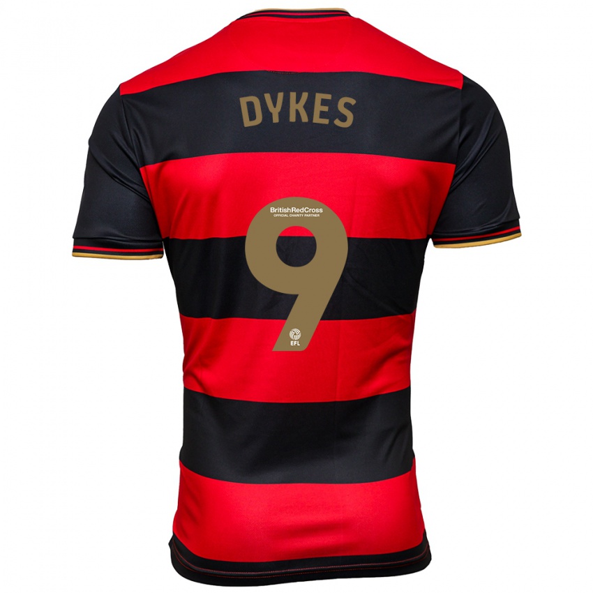 Hombre Camiseta Lyndon Dykes #9 Negro Rojo 2ª Equipación 2023/24 La Camisa Chile