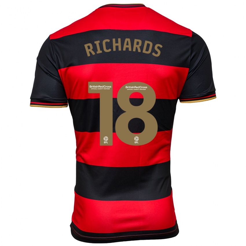 Hombre Camiseta Taylor Richards #18 Negro Rojo 2ª Equipación 2023/24 La Camisa Chile