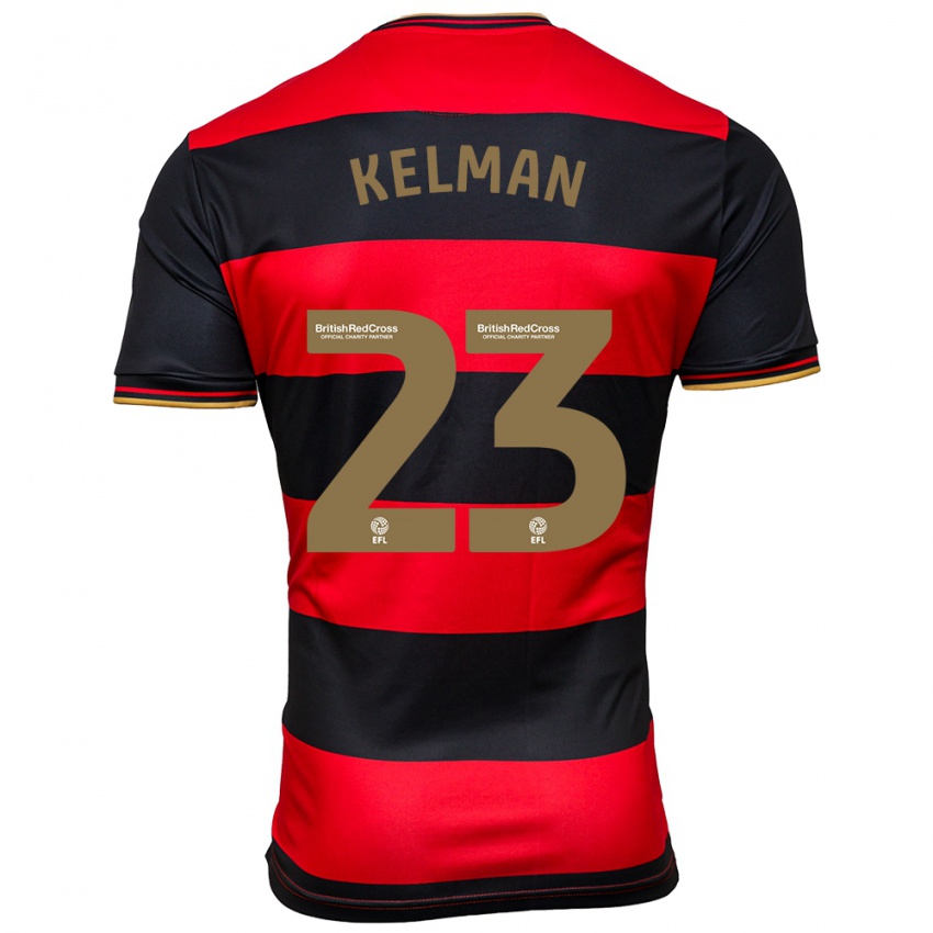 Hombre Camiseta Charlie Kelman #23 Negro Rojo 2ª Equipación 2023/24 La Camisa Chile