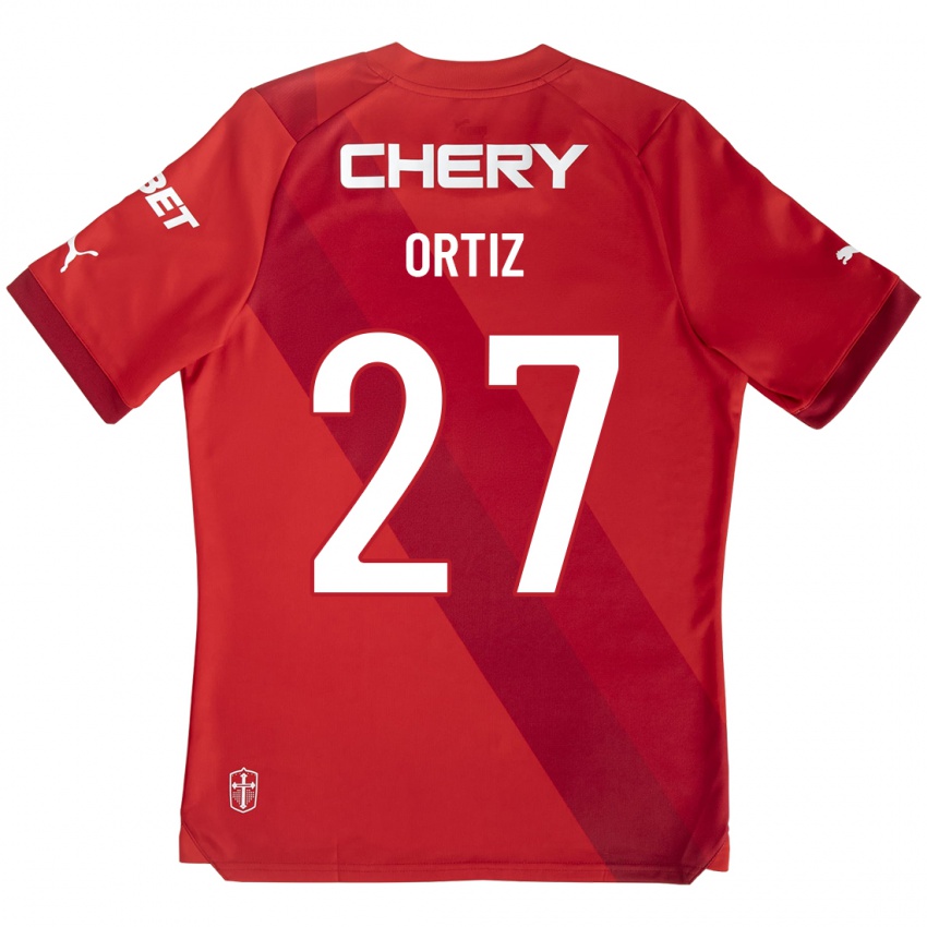 Hombre Camiseta Jorge Ortiz #27 Rojo 2ª Equipación 2023/24 La Camisa Chile