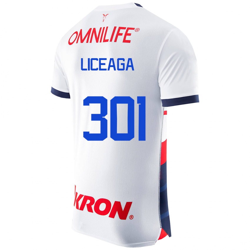 Hombre Camiseta Juan Liceaga #301 Blanco 2ª Equipación 2023/24 La Camisa Chile