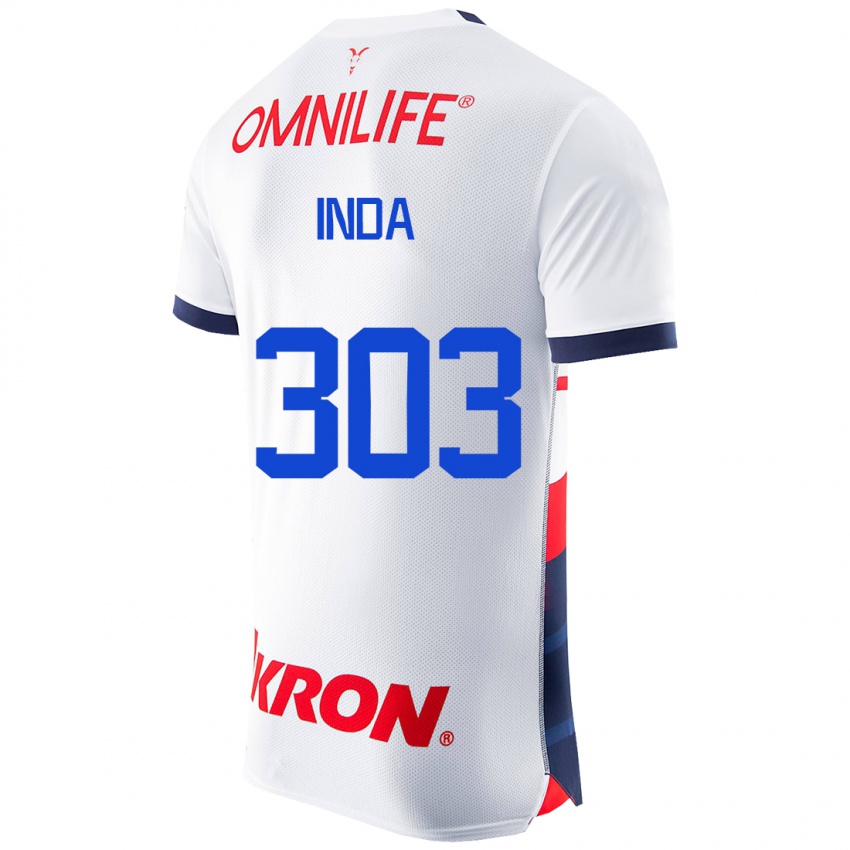 Hombre Camiseta Samir Inda #303 Blanco 2ª Equipación 2023/24 La Camisa Chile