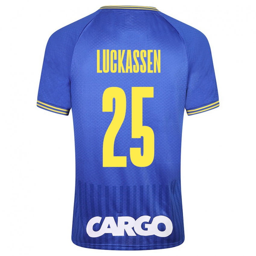 Hombre Camiseta Derrick Luckassen #25 Azul 2ª Equipación 2023/24 La Camisa Chile