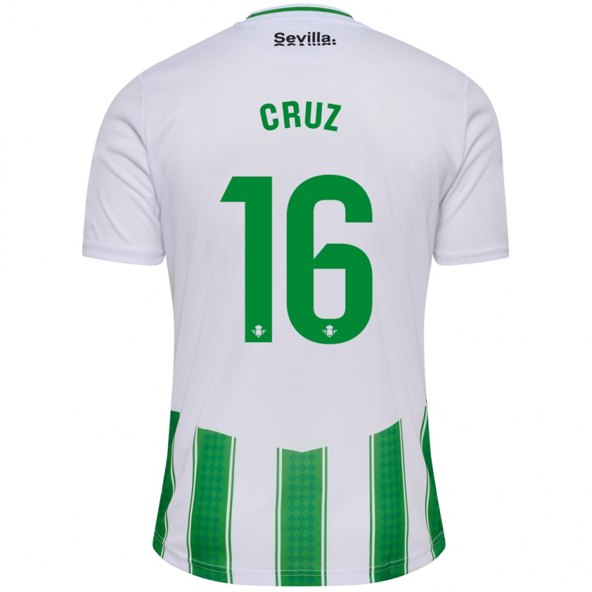 Mujer Camiseta Juan Cruz #16 Blanco 1ª Equipación 2023/24 La Camisa Chile
