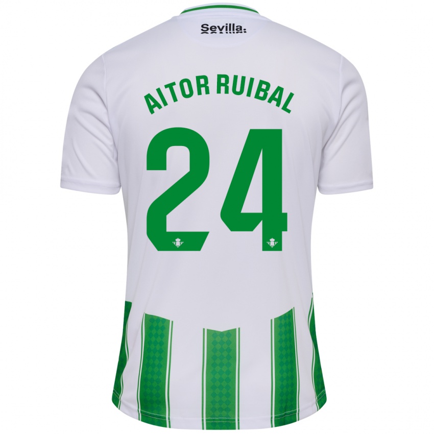 Mujer Camiseta Aitor Ruibal #24 Blanco 1ª Equipación 2023/24 La Camisa Chile