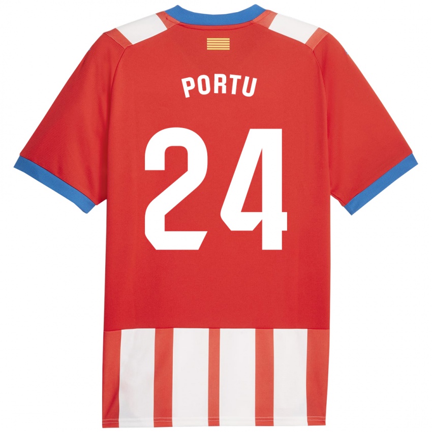 Mujer Camiseta Portu #24 Rojo Blanco 1ª Equipación 2023/24 La Camisa Chile