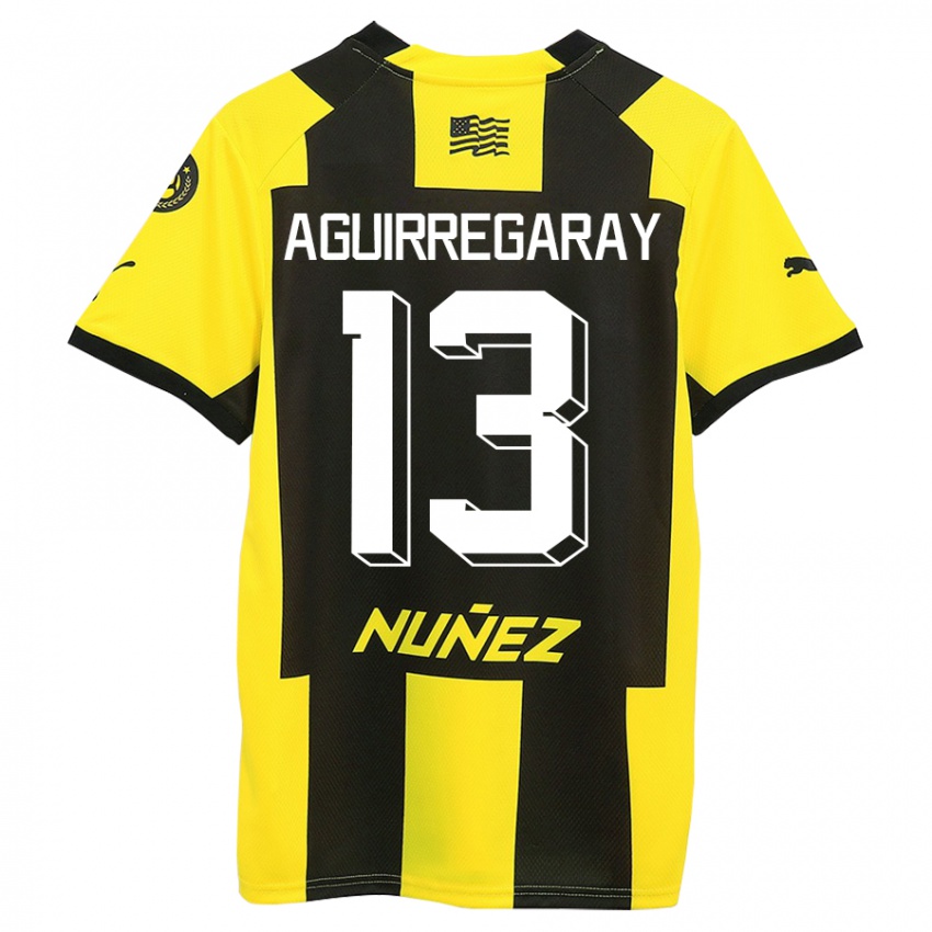 Mujer Camiseta Matías Aguirregaray #13 Amarillo Negro 1ª Equipación 2023/24 La Camisa Chile