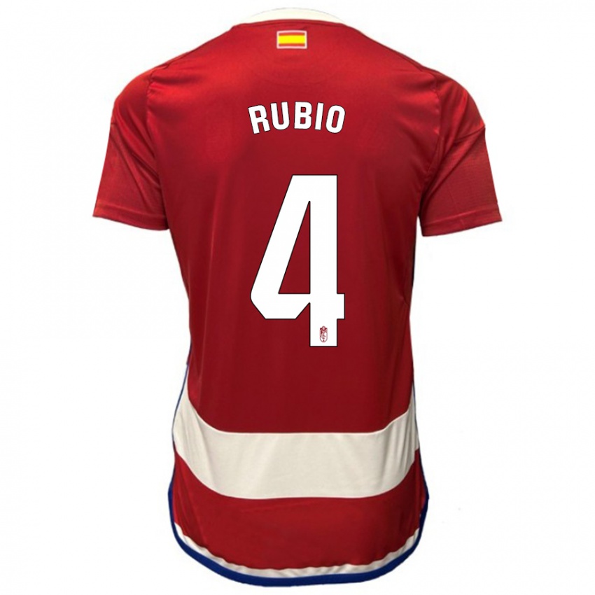 Mujer Camiseta Miguel Rubio #4 Rojo 1ª Equipación 2023/24 La Camisa Chile