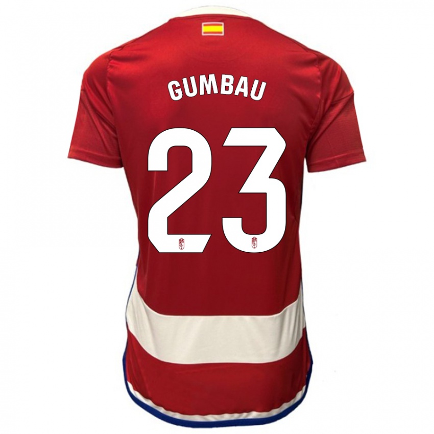 Mujer Camiseta Gerard Gumbau #23 Rojo 1ª Equipación 2023/24 La Camisa Chile