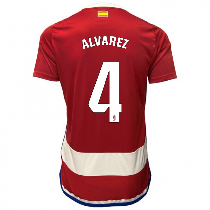 Mujer Camiseta Isabel Álvarez #4 Rojo 1ª Equipación 2023/24 La Camisa Chile