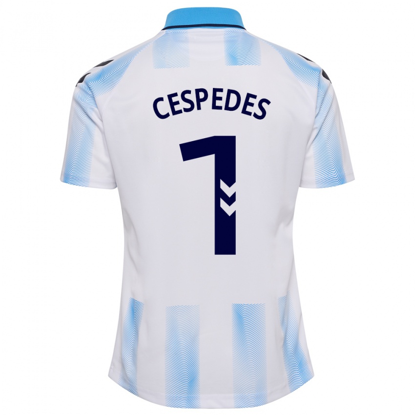 Mujer Camiseta Andrés Céspedes #1 Blanco Azul 1ª Equipación 2023/24 La Camisa Chile