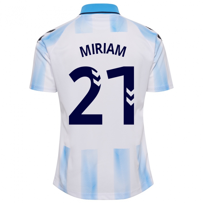 Mujer Camiseta Miriam #21 Blanco Azul 1ª Equipación 2023/24 La Camisa Chile