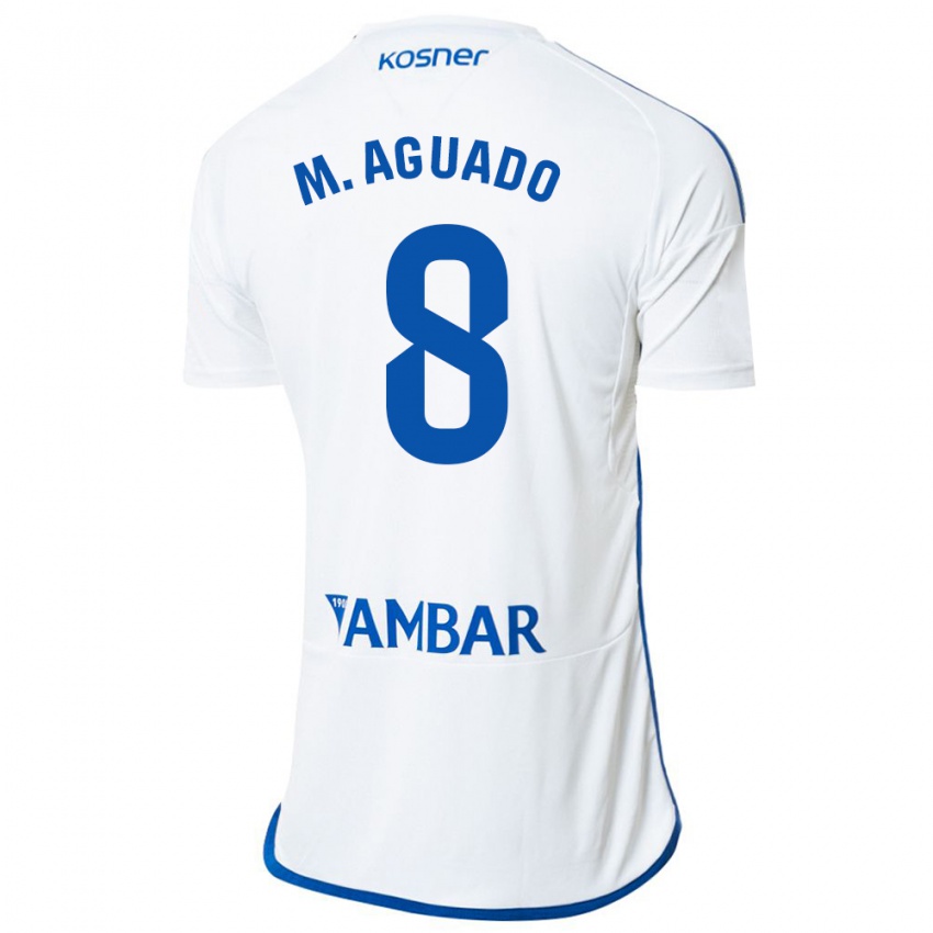 Mujer Camiseta Marc Aguado #8 Blanco 1ª Equipación 2023/24 La Camisa Chile