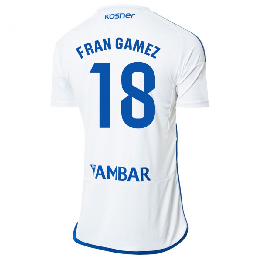 Mujer Camiseta Fran Gámez #18 Blanco 1ª Equipación 2023/24 La Camisa Chile