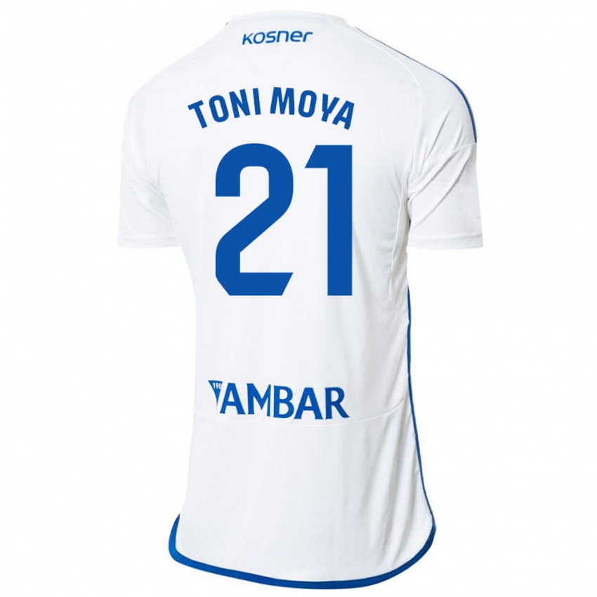 Mujer Camiseta Toni Moya #21 Blanco 1ª Equipación 2023/24 La Camisa Chile