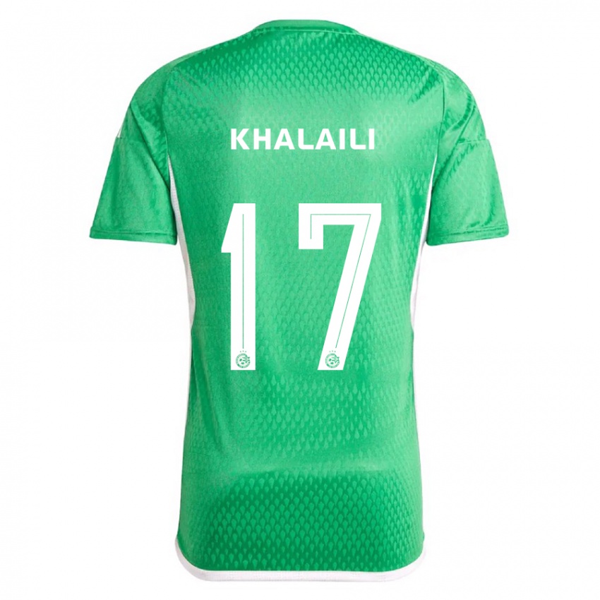 Mujer Camiseta Iyad Khalaili #17 Blanco Azul 1ª Equipación 2023/24 La Camisa Chile