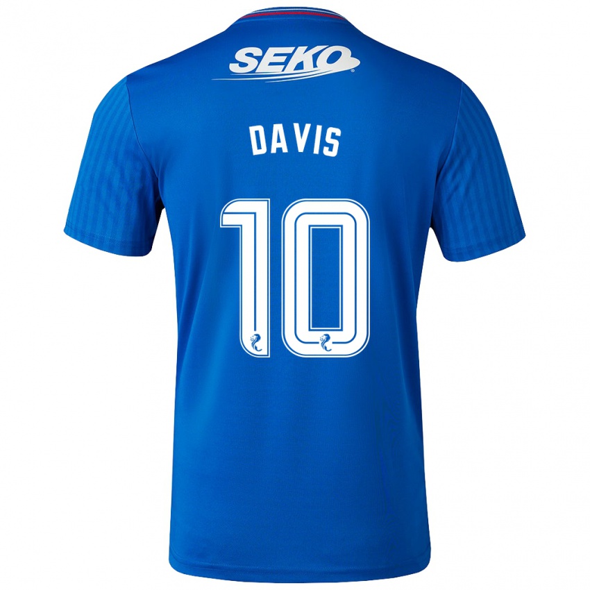 Mujer Camiseta Steven Davis #10 Azul 1ª Equipación 2023/24 La Camisa Chile