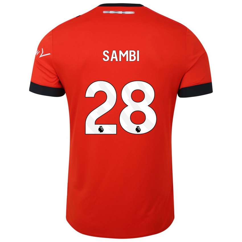 Mujer Camiseta Albert Sambi Lokonga #28 Rojo 1ª Equipación 2023/24 La Camisa Chile