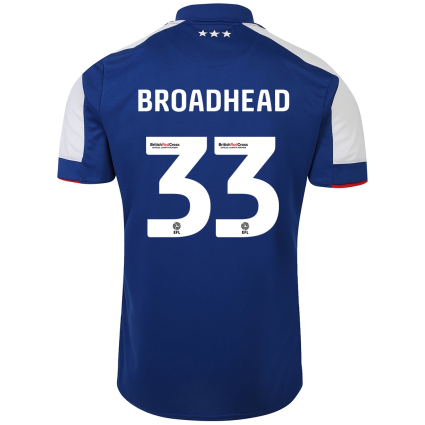 Mujer Camiseta Nathan Broadhead #33 Azul 1ª Equipación 2023/24 La Camisa Chile