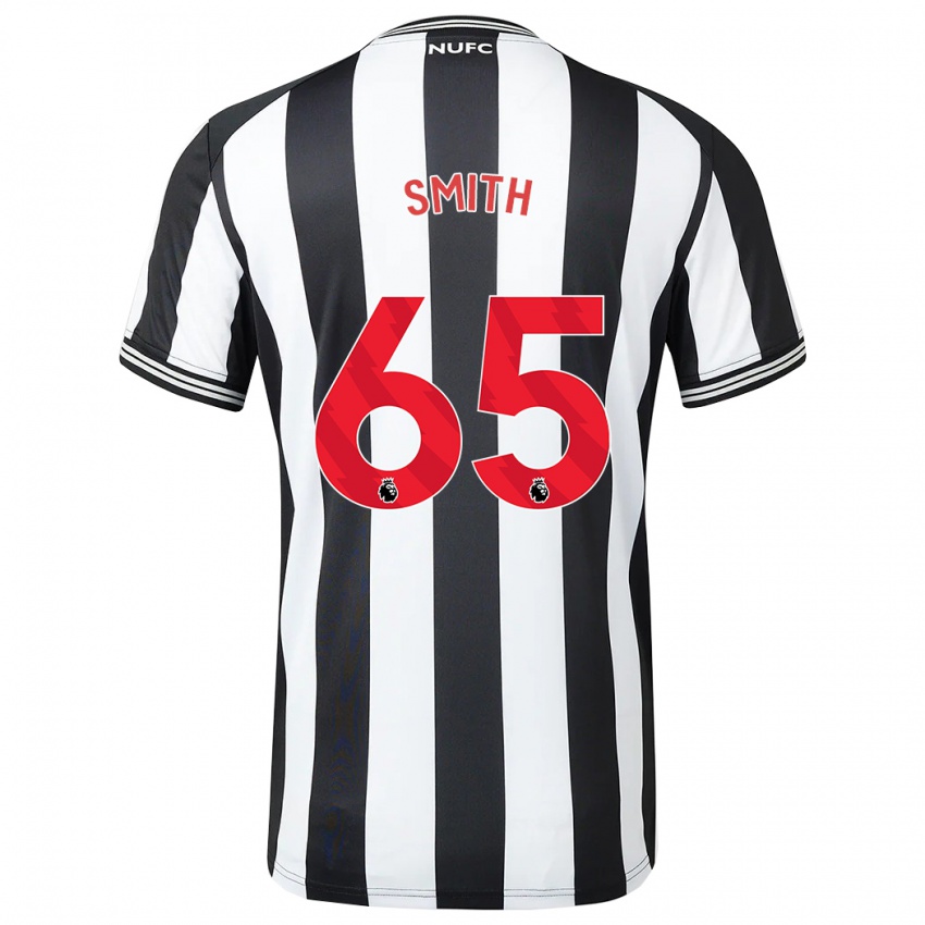 Mujer Camiseta Jude Smith #65 Blanco Negro 1ª Equipación 2023/24 La Camisa Chile