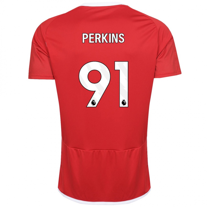 Mujer Camiseta Jack Perkins #91 Rojo 1ª Equipación 2023/24 La Camisa Chile