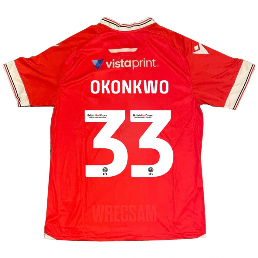 Mujer Camiseta Arthur Okonkwo #33 Rojo 1ª Equipación 2023/24 La Camisa Chile