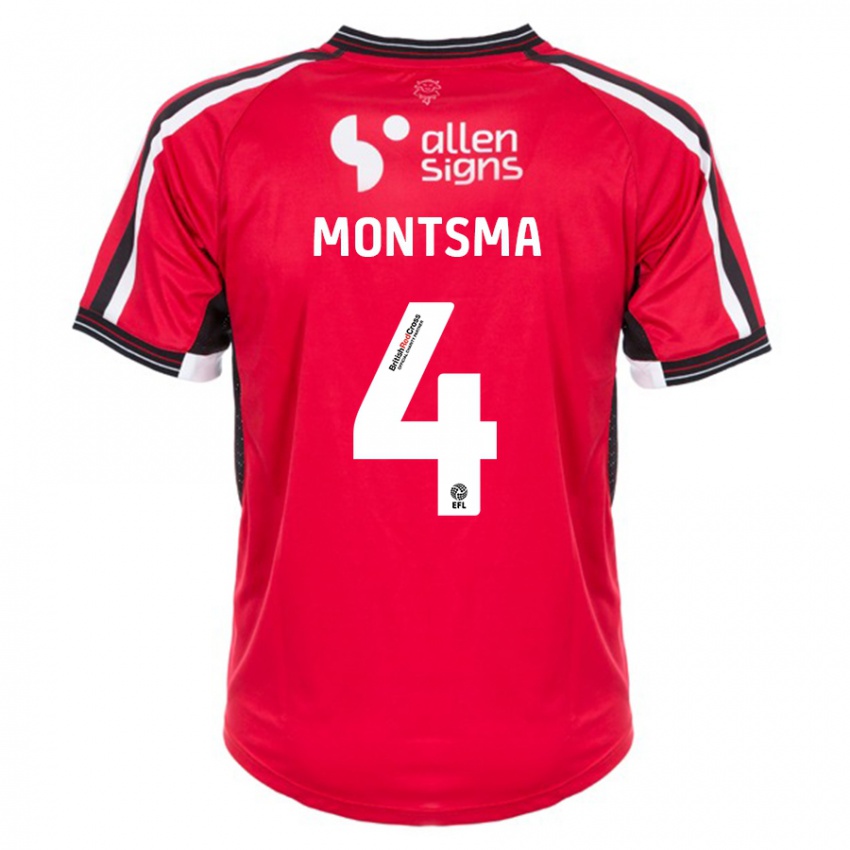 Mujer Camiseta Lewis Montsma #4 Rojo 1ª Equipación 2023/24 La Camisa Chile