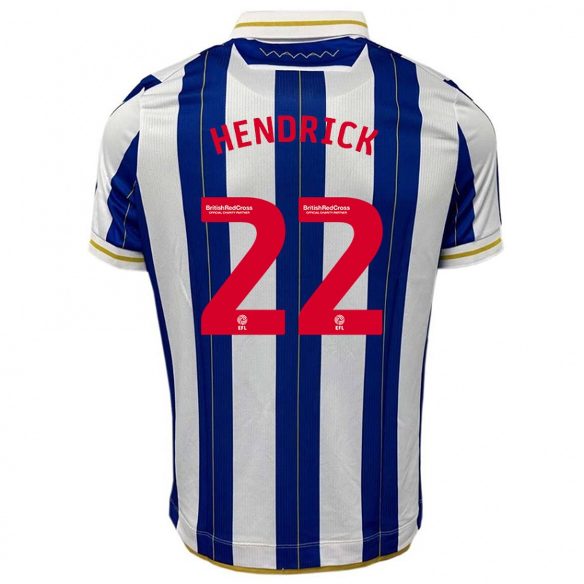 Mujer Camiseta Jeff Hendrick #22 Azul Blanco 1ª Equipación 2023/24 La Camisa Chile