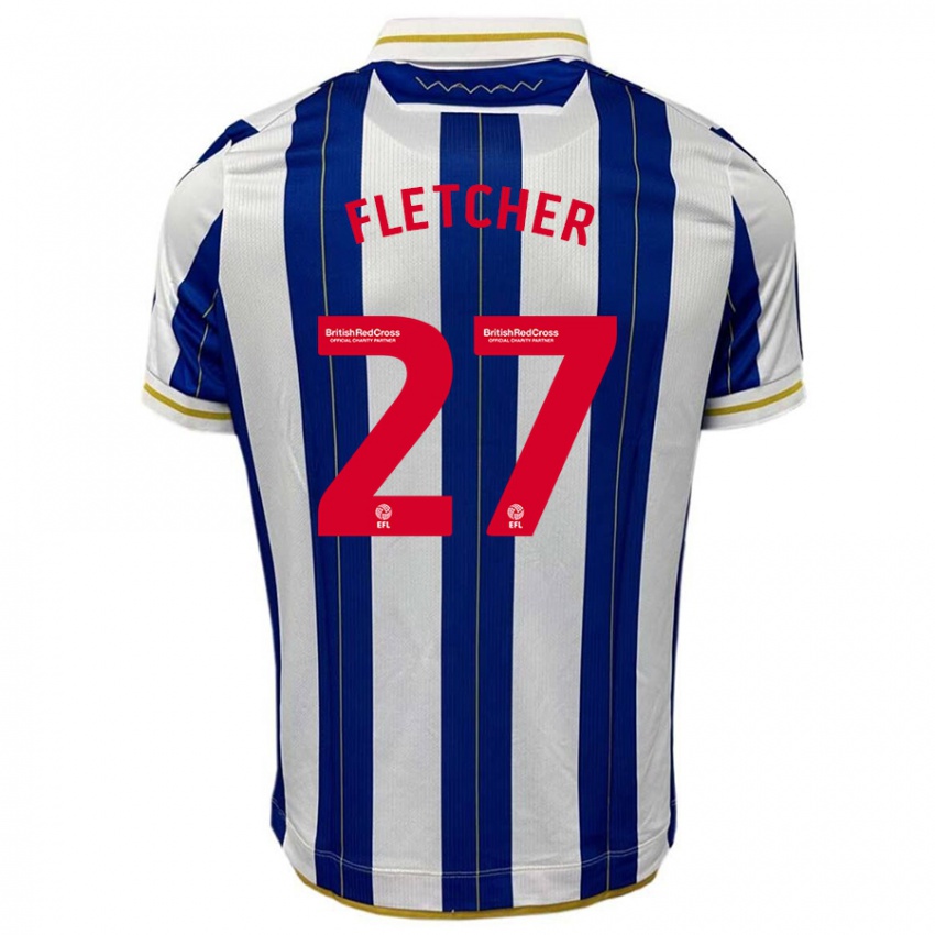 Mujer Camiseta Ashley Fletcher #27 Azul Blanco 1ª Equipación 2023/24 La Camisa Chile