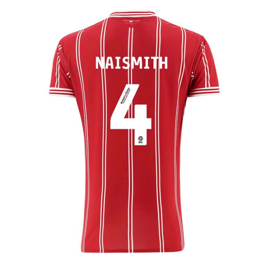 Mujer Camiseta Kal Naismith #4 Rojo 1ª Equipación 2023/24 La Camisa Chile