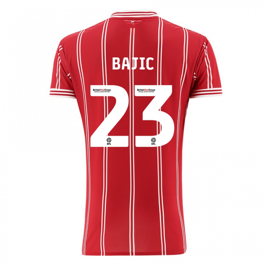 Mujer Camiseta Stefan Bajic #23 Rojo 1ª Equipación 2023/24 La Camisa Chile
