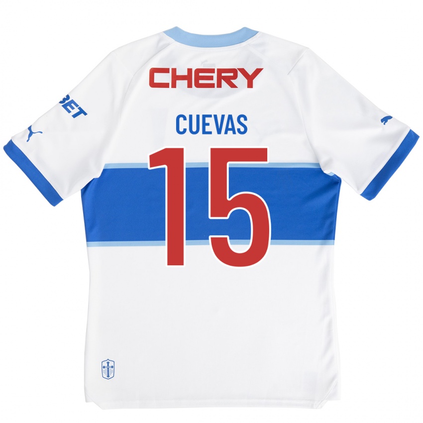 Mujer Camiseta Cristian Cuevas #15 Blanco 1ª Equipación 2023/24 La Camisa Chile