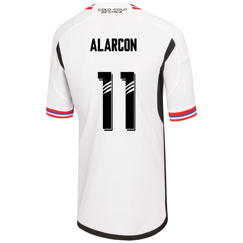 Mujer Camiseta Antonia Alarcón #11 Blanco 1ª Equipación 2023/24 La Camisa Chile
