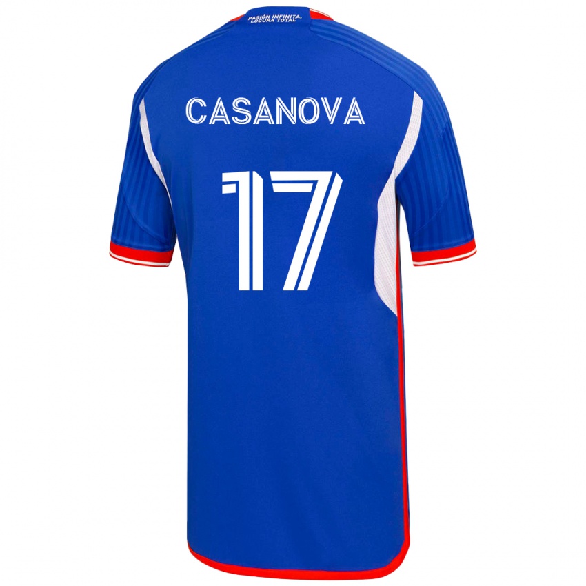 Mujer Camiseta Luis Casanova #17 Azul 1ª Equipación 2023/24 La Camisa Chile