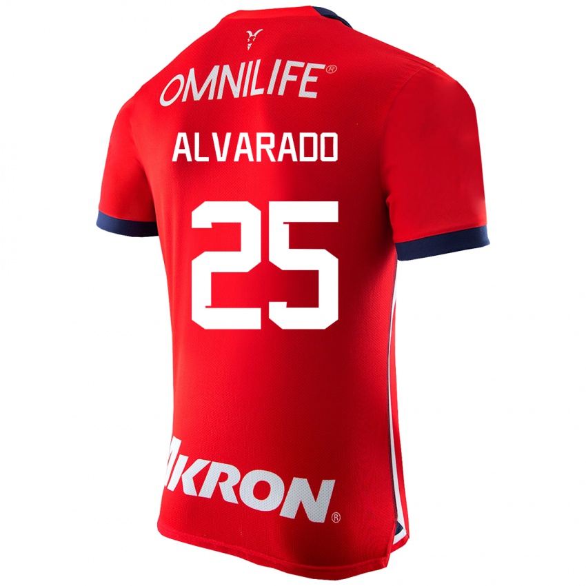 Mujer Camiseta Roberto Alvarado #25 Rojo 1ª Equipación 2023/24 La Camisa Chile