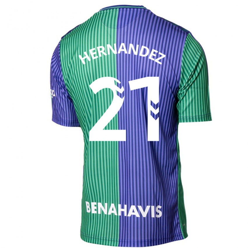 Mujer Camiseta Juan Hernández #21 Verde Azul 2ª Equipación 2023/24 La Camisa Chile