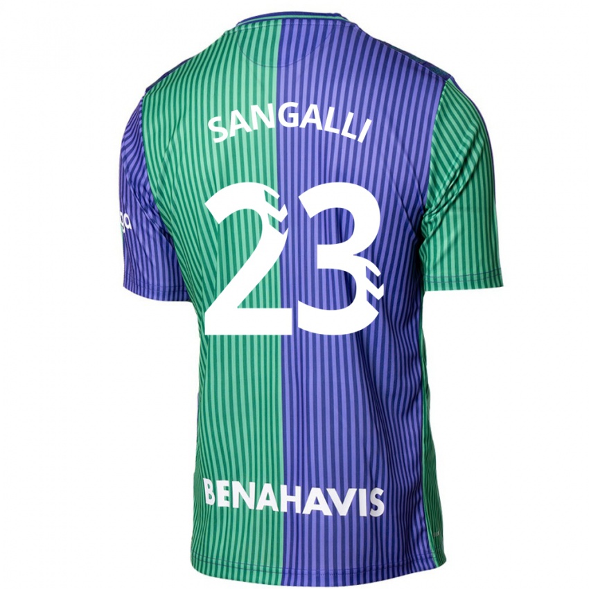 Mujer Camiseta Luca Sangalli #23 Verde Azul 2ª Equipación 2023/24 La Camisa Chile