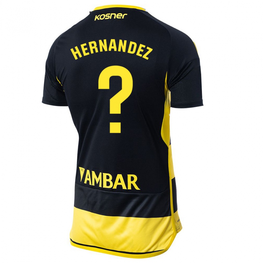 Mujer Camiseta Diego Hernández #0 Negro Amarillo 2ª Equipación 2023/24 La Camisa Chile