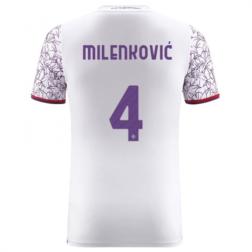 Mujer Camiseta Nikola Milenkovic #4 Blanco 2ª Equipación 2023/24 La Camisa Chile